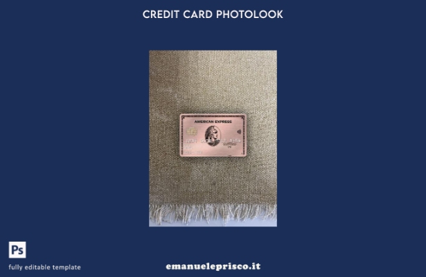 modello frontale photolook con carta in oro rosa AMEX stile verificato USA Misso